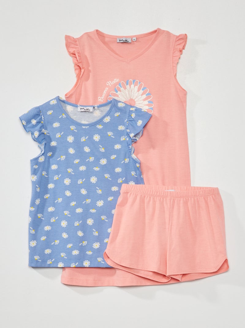 Completo babydoll e pigiama 2 pezzi rosa/blu - Kiabi