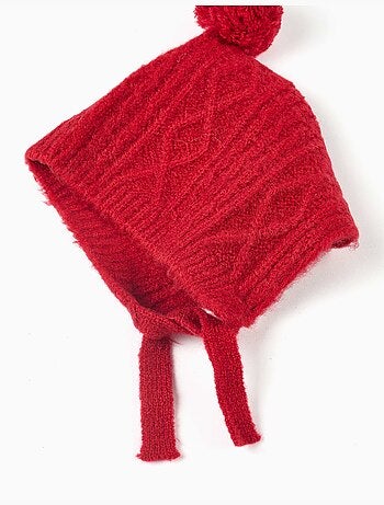 Completo berretto e muffole in maglia a trecce