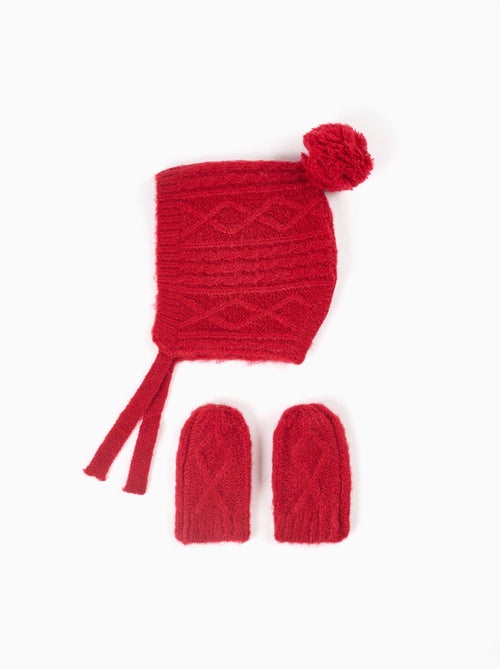 Completo berretto e muffole in maglia a trecce - Kiabi
