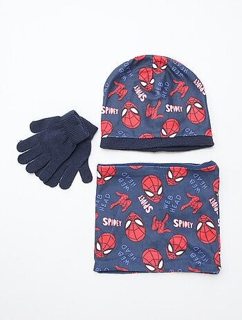 Completo berretto + scaldacollo + guanti 'Spiderman' 'Marvel' - 3 pezzi