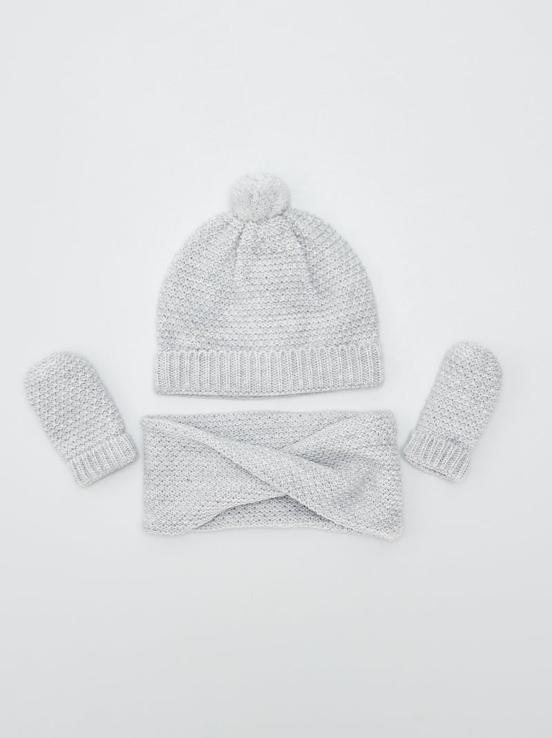 Completo berretto + scaldacollo + muffole - 3 pezzi GRIGIO - Kiabi