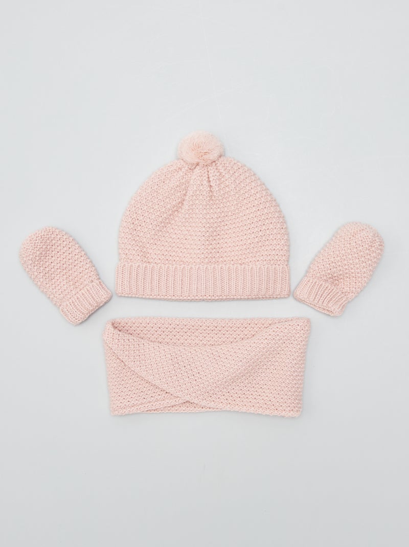 Completo berretto + scaldacollo + muffole - 3 pezzi ROSA - Kiabi