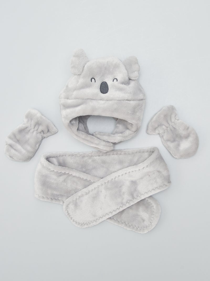 Completo berretto + sciarpa + muffole GRIGIO - Kiabi