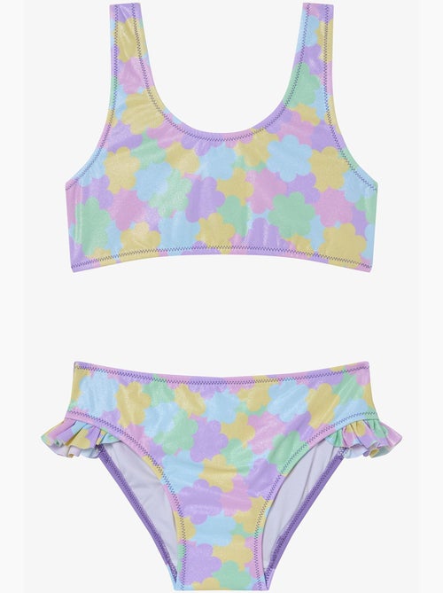 Completo bikini bambina shiny flower con volant e collo halter penti - Kiabi Completo bikini bambina shiny flower con volant e collo halter penti - Kiabi