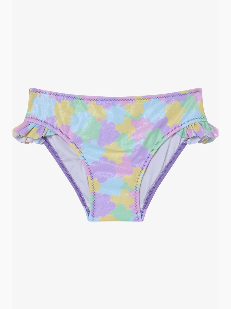 Completo bikini bambina shiny flower con volant e collo halter penti Lavanda - Kiabi