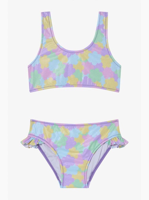 Completo bikini bambina shiny flower con volant e collo halter penti - Kiabi Completo bikini bambina shiny flower con volant e collo halter penti - Kiabi