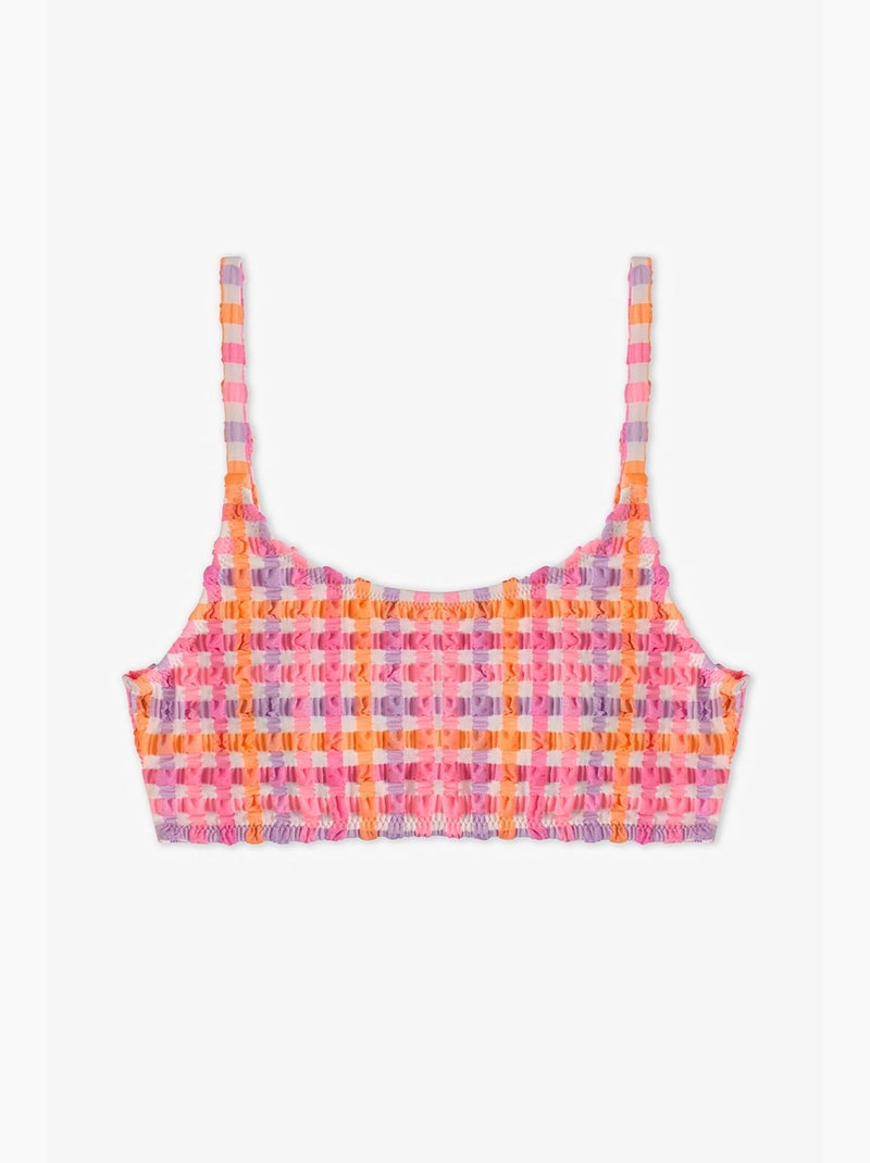 Completo bikini bambina vicky con halter a quadretti penti Rosa fluo - Kiabi