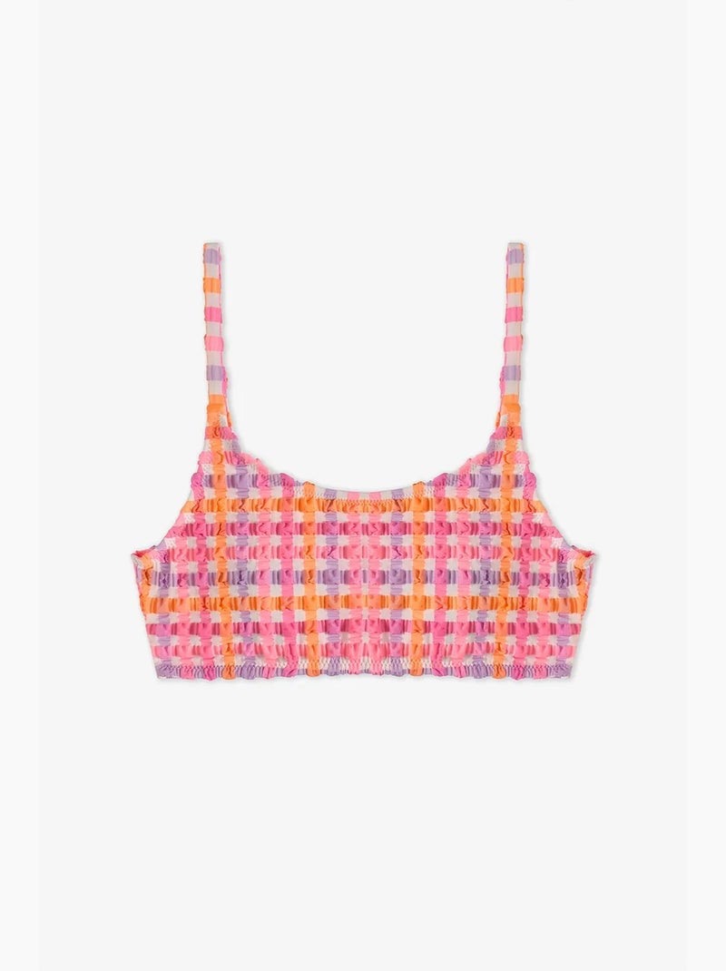 Completo bikini bambina vicky con halter a quadretti penti Rosa fluo - Kiabi