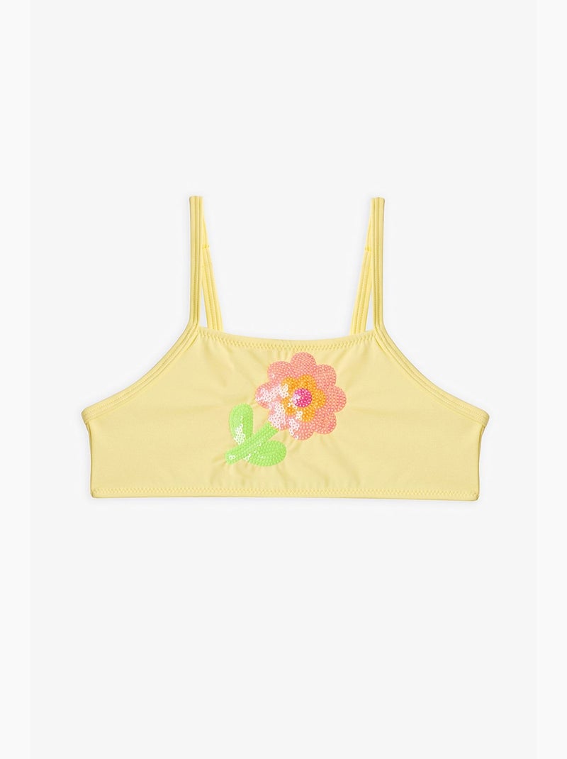 Completo bikini halter con paillettes bambina penti Giallo limone - Kiabi
