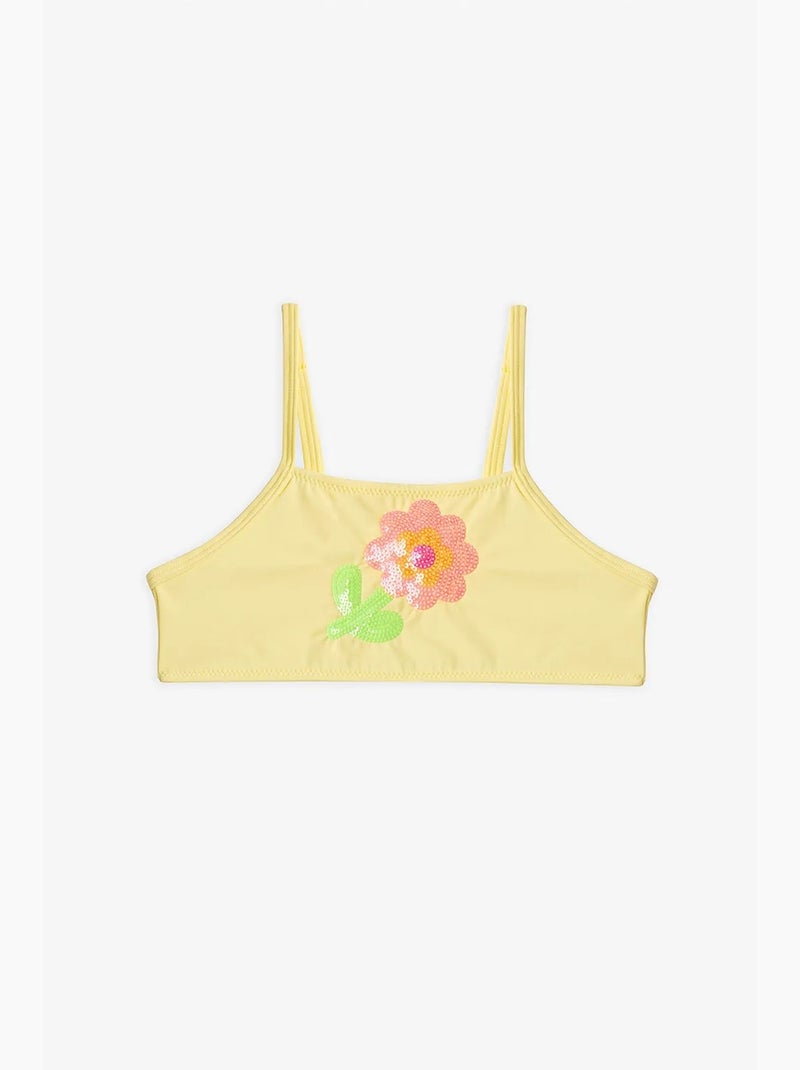 Completo bikini halter con paillettes bambina penti Giallo limone - Kiabi