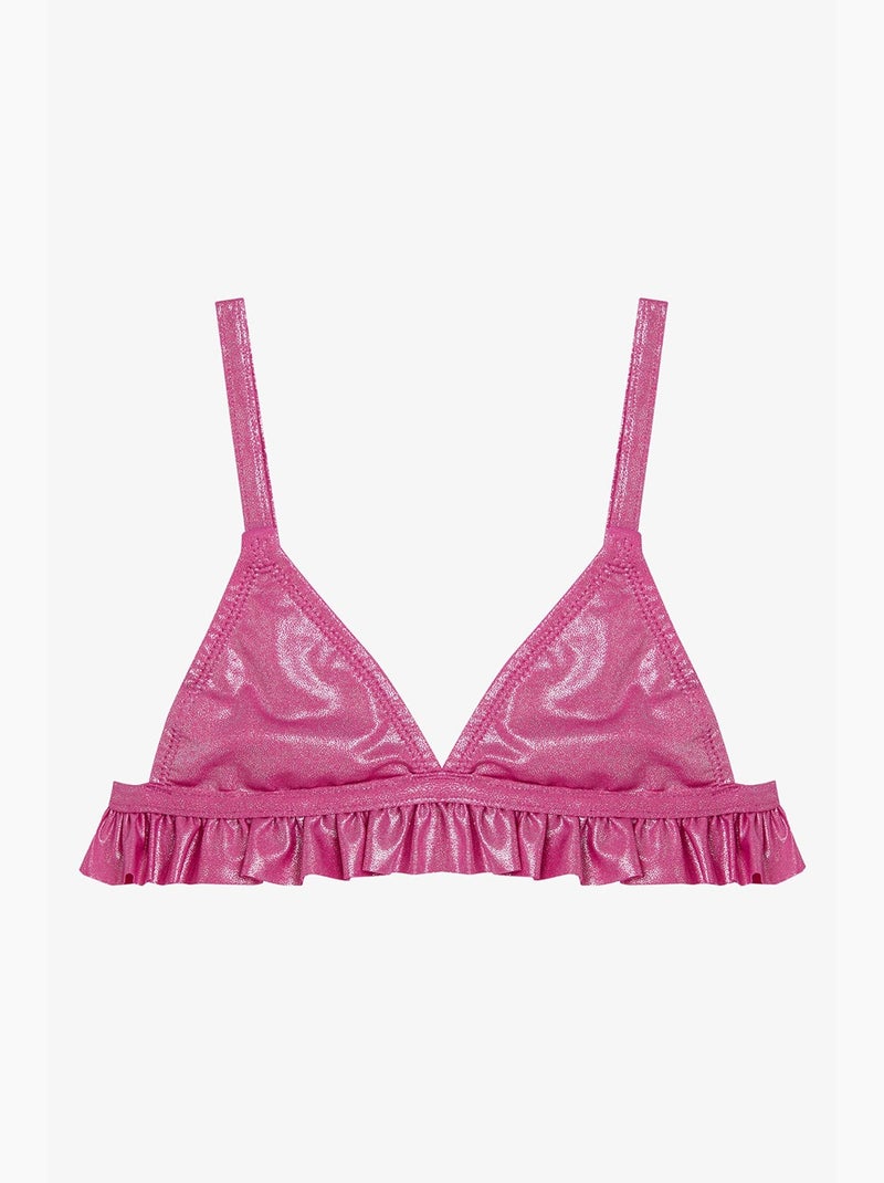 Completo bikini triangolo lucido bambina penti Rosa fluo/Solinotes - Kiabi