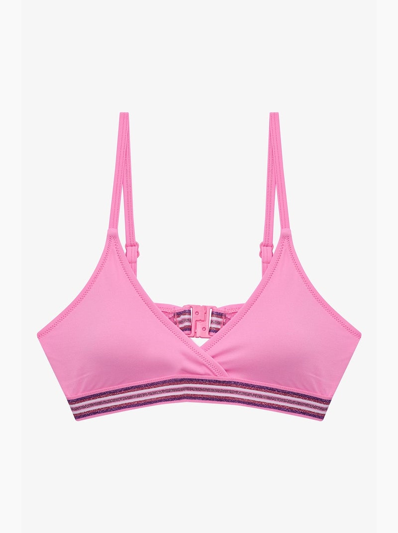Completo bikini youth shay con sottili spalline e triangolo penti Rosa fluo/Solinotes - Kiabi
