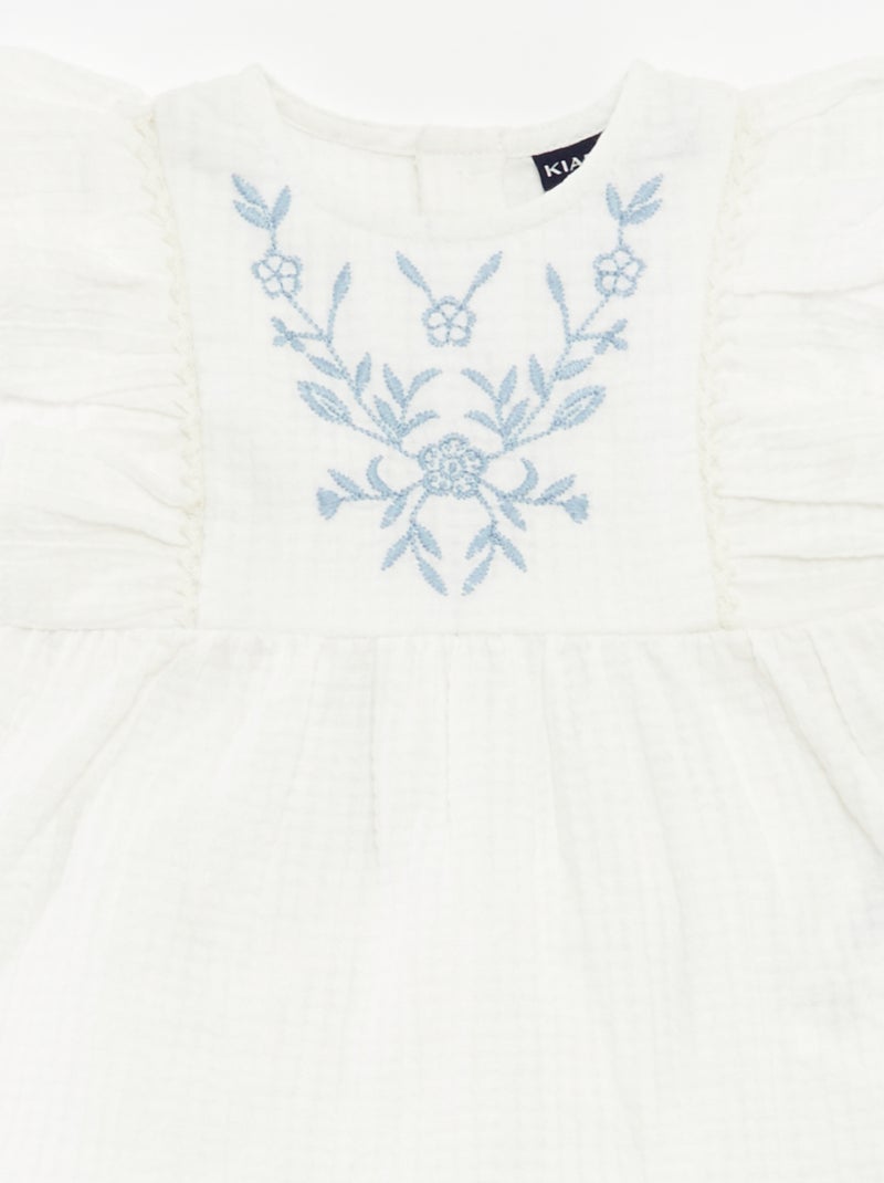 Completo blouse ricamato + shorts - 2 pezzi Bianco - Kiabi