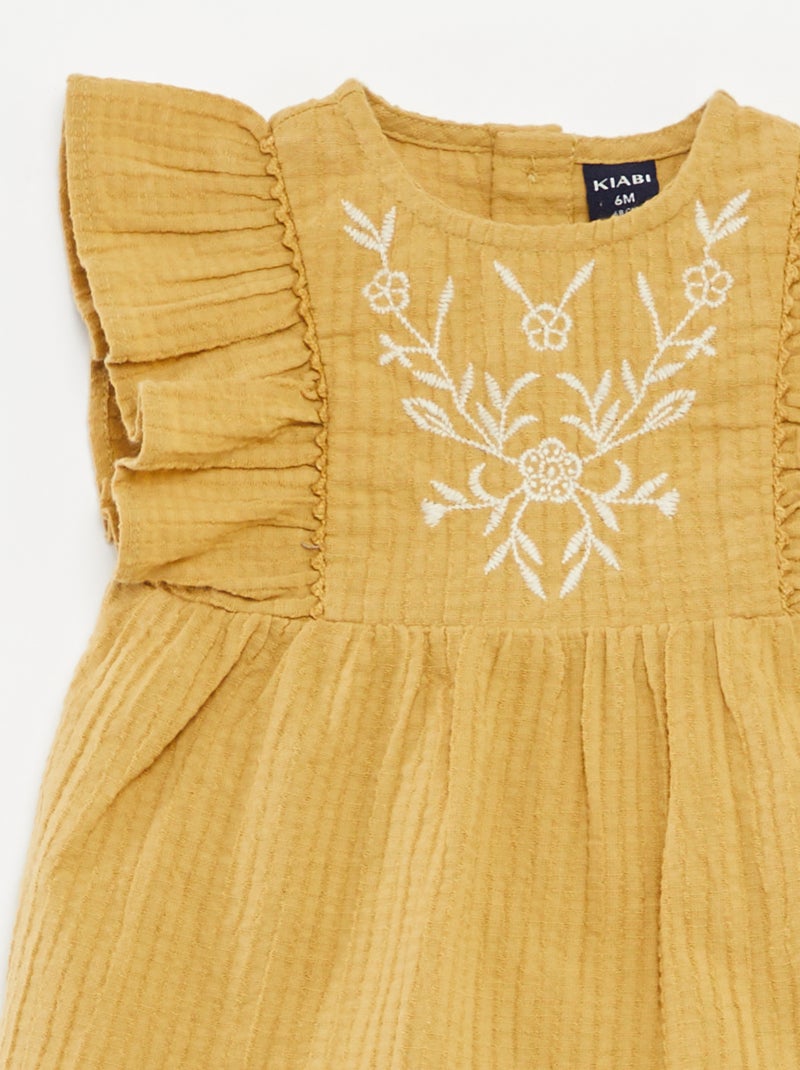 Completo blouse ricamato + shorts - 2 pezzi GIALLO - Kiabi