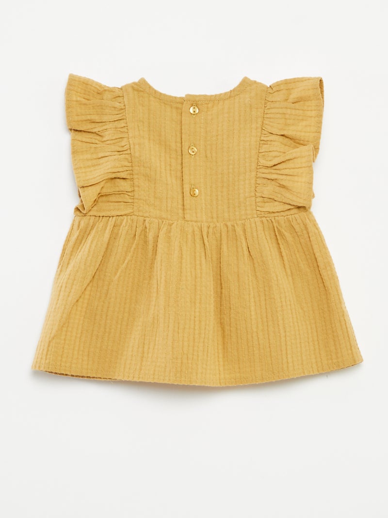 Completo blouse ricamato + shorts - 2 pezzi GIALLO - Kiabi