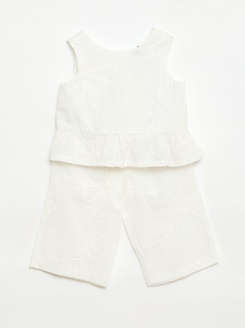 Completo blusa + pantaloni con ricami - 2 pezzi - Kiabi