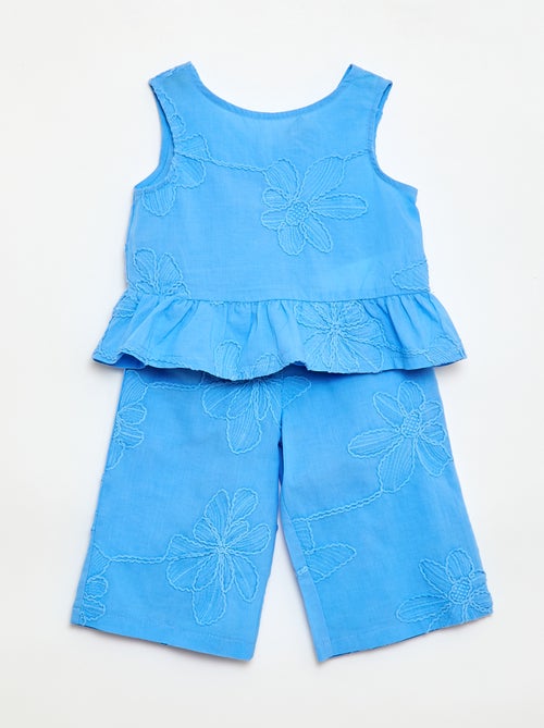 Completo blusa + pantaloni con ricami - 2 pezzi - Kiabi