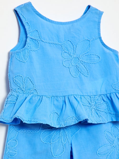 Completo blusa + pantaloni con ricami - 2 pezzi - Kiabi