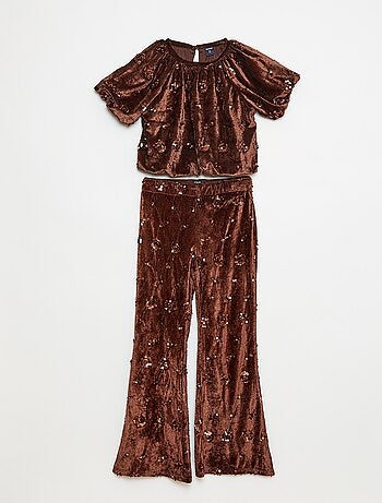 Completo blusa + pantaloni flare fit in velluto