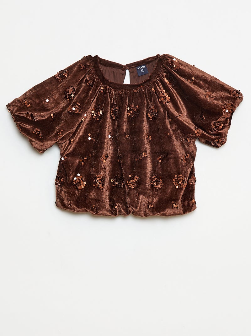 Completo blusa + pantaloni flare fit in velluto Marrone - Kiabi