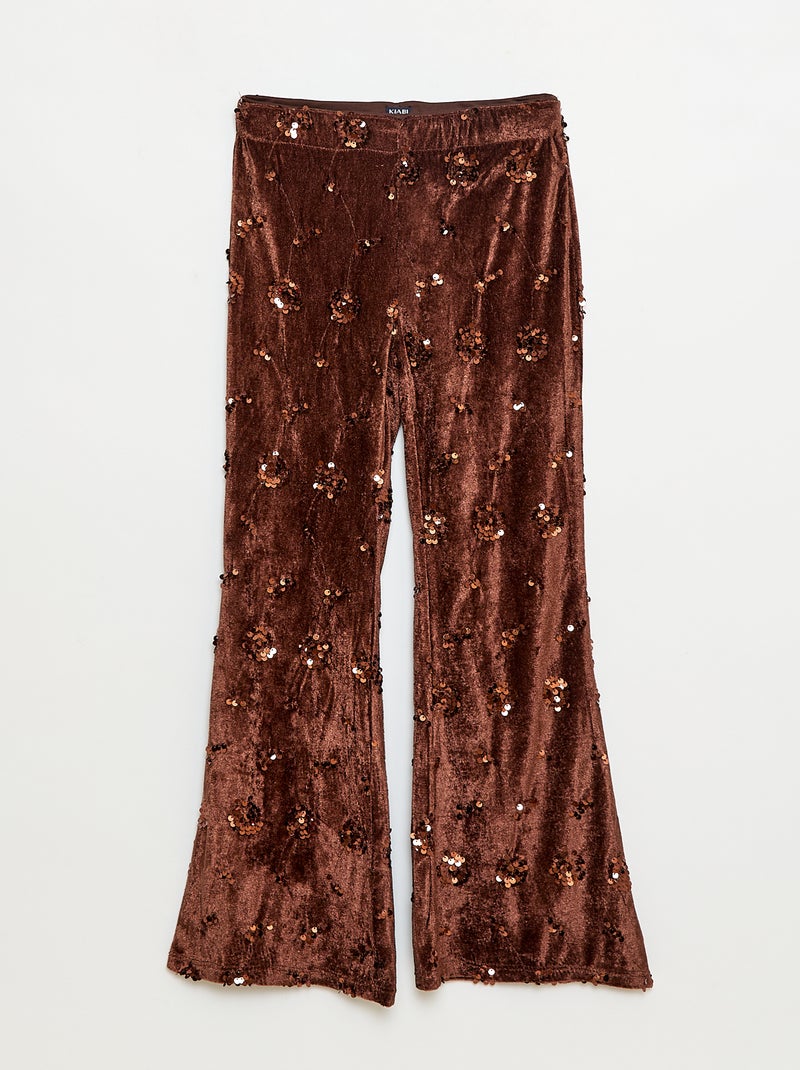 Completo blusa + pantaloni flare fit in velluto Marrone - Kiabi