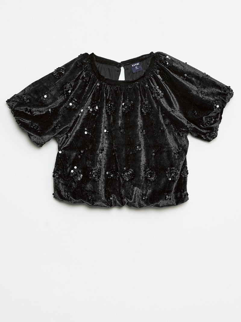 Completo blusa + pantaloni flare fit in velluto Nero - Kiabi