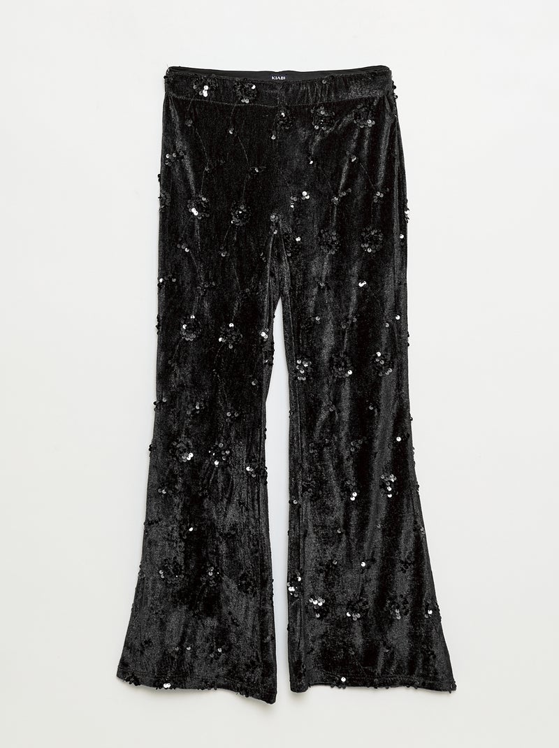 Completo blusa + pantaloni flare fit in velluto Nero - Kiabi