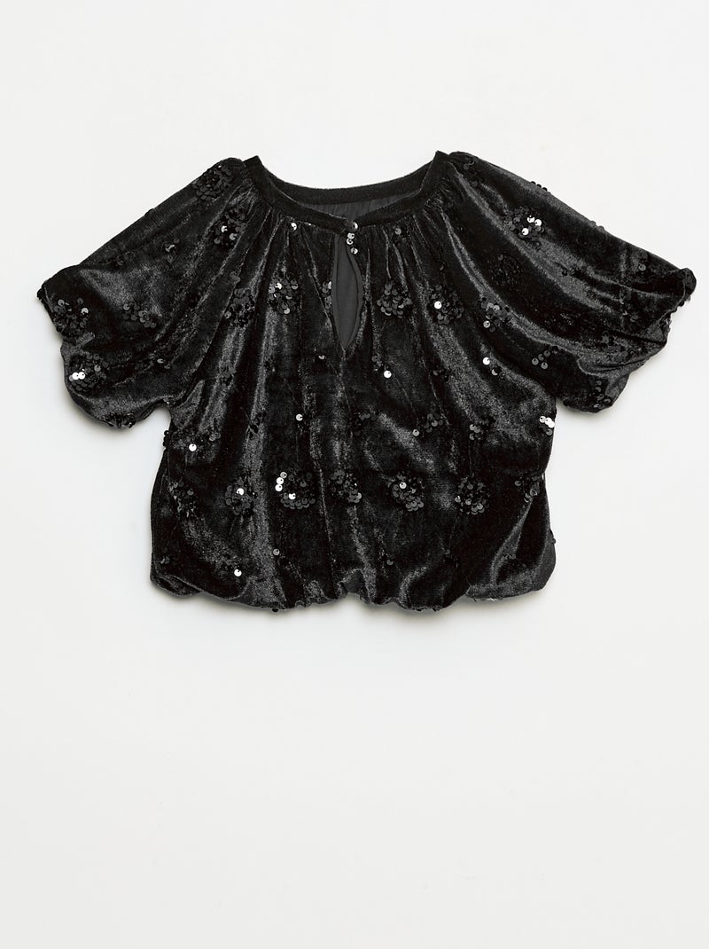 Completo blusa + pantaloni flare fit in velluto Nero - Kiabi