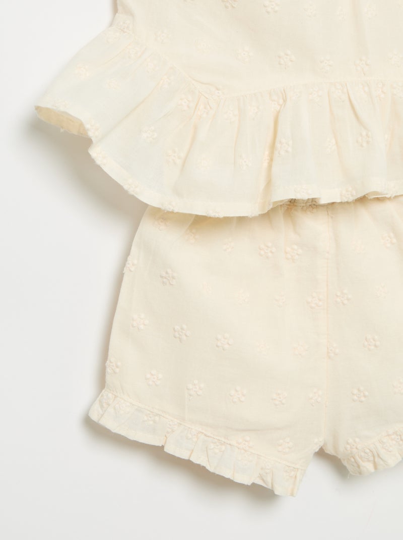 Completo blusa senza maniche + shorts Bianco Ecru - Kiabi