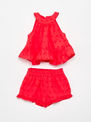 Completo blusa senza maniche + shorts