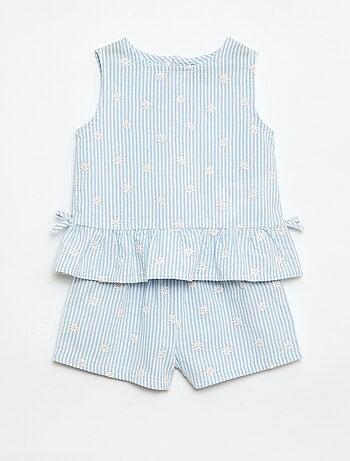 Completo blusa + shorts a quadretti vichy - 2 pezzi