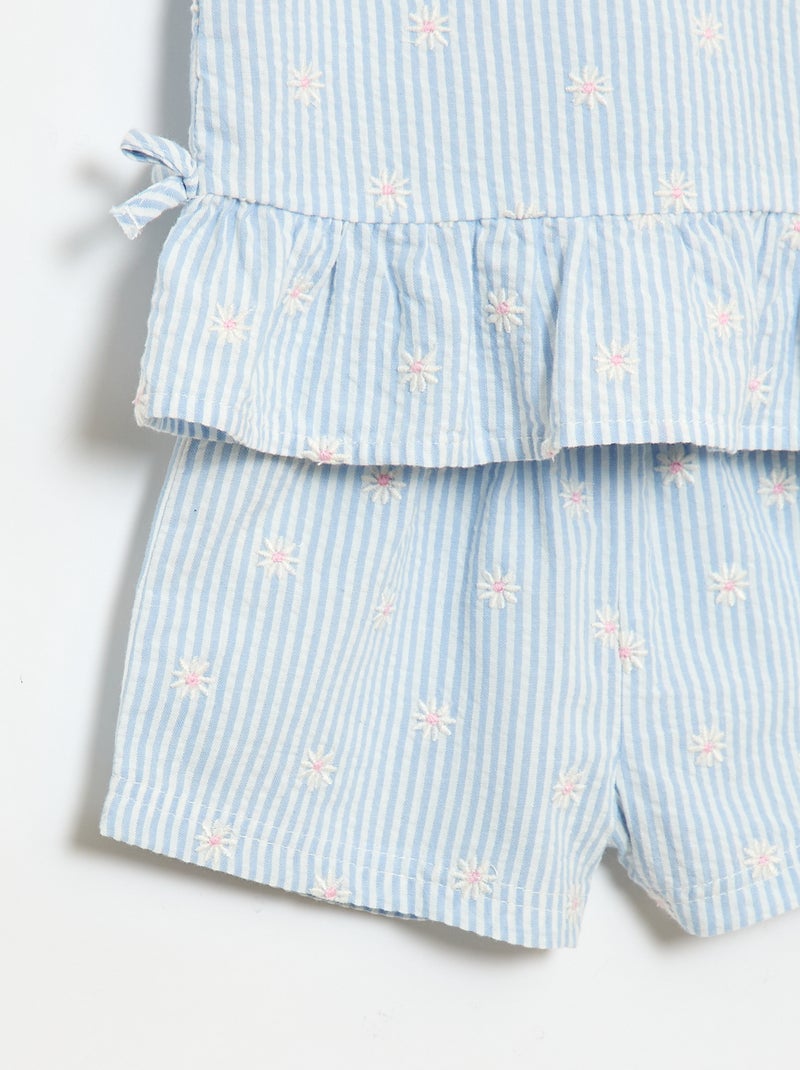 Completo blusa + shorts a quadretti vichy - 2 pezzi Blu - Kiabi
