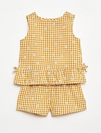 Completo blusa + shorts a quadretti vichy - 2 pezzi