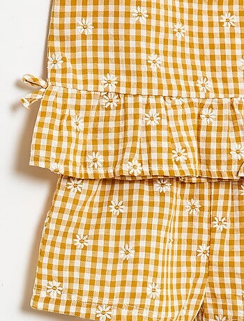 Completo blusa + shorts a quadretti vichy - 2 pezzi