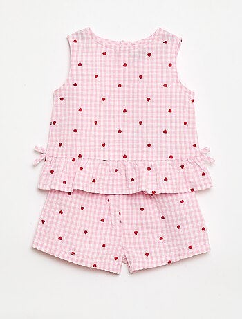 Completo blusa + shorts a quadretti vichy - 2 pezzi