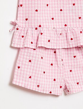 Completo blusa + shorts a quadretti vichy - 2 pezzi