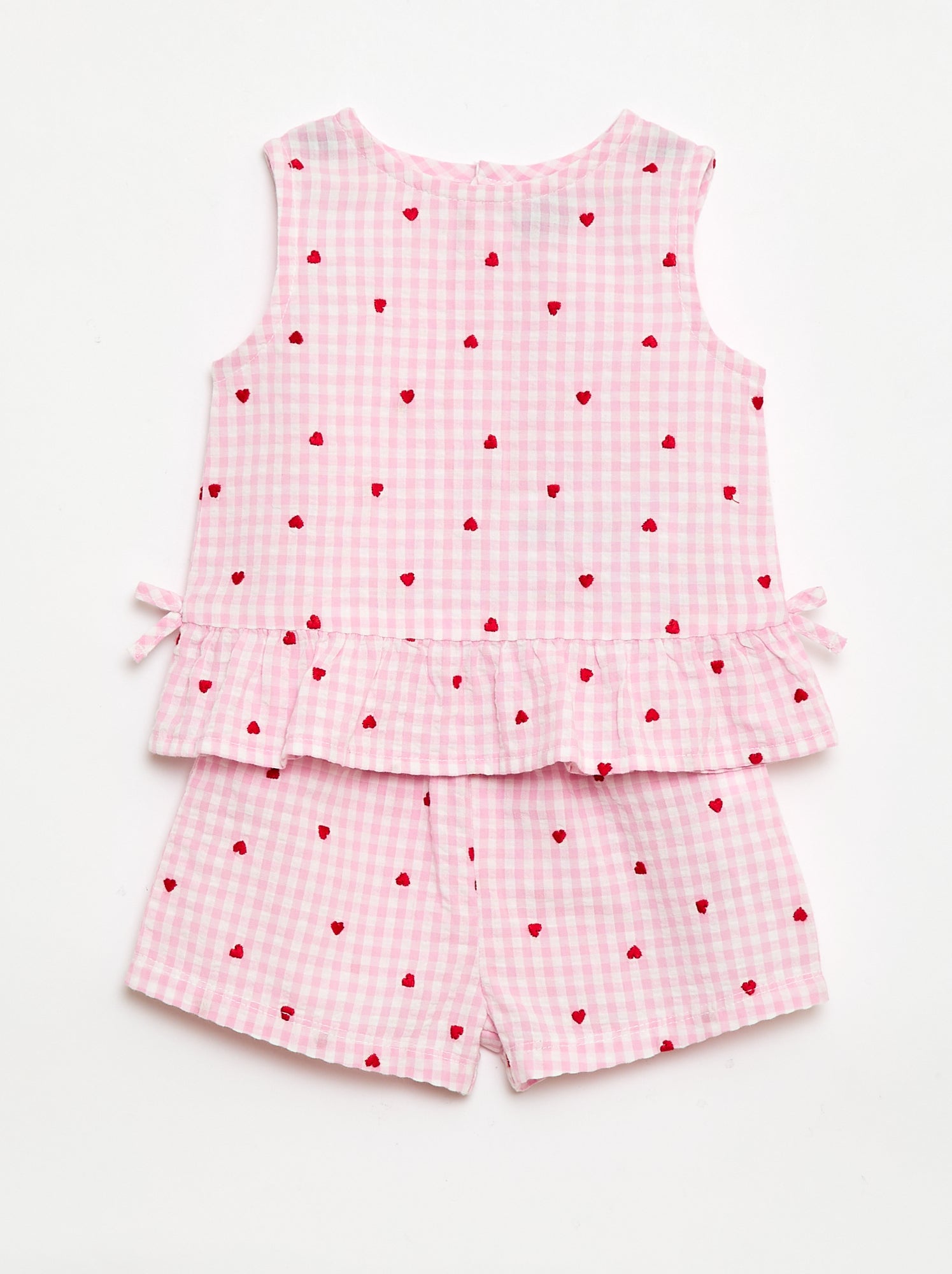 Completo blusa + shorts a quadretti vichy - 2 pezzi