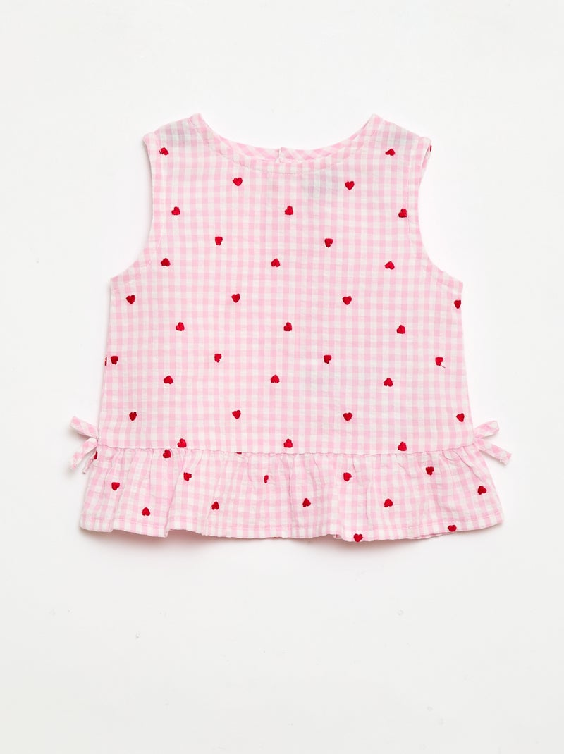Completo blusa + shorts a quadretti vichy - 2 pezzi Rosa - Kiabi