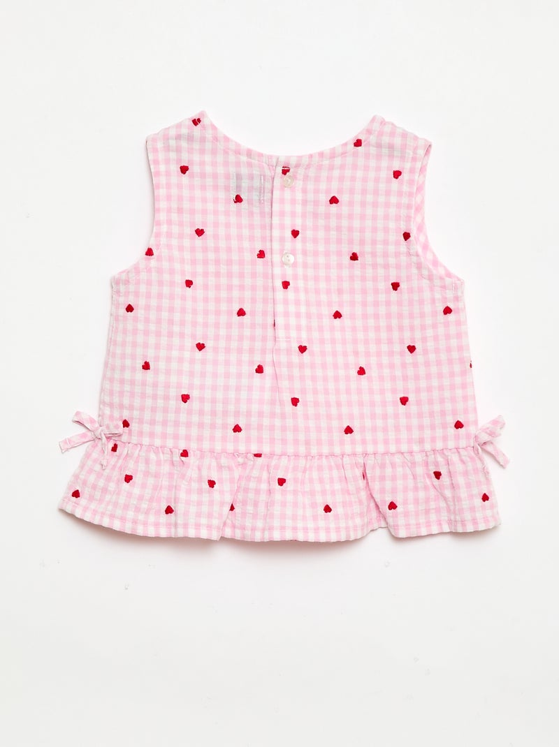 Completo blusa + shorts a quadretti vichy - 2 pezzi Rosa - Kiabi
