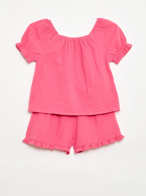 Completo blusa + shorts tinta unita - 2 pezzi - Kiabi Completo blusa + shorts tinta unita - 2 pezzi - Kiabi