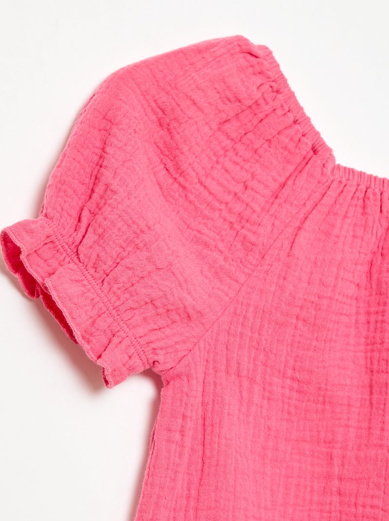 Completo blusa + shorts tinta unita - 2 pezzi Rosa - Kiabi