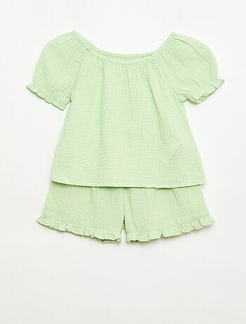Completo blusa + shorts tinta unita - 2 pezzi