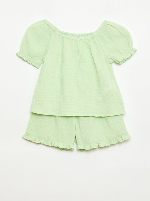 Completo blusa + shorts tinta unita - 2 pezzi - Kiabi Completo blusa + shorts tinta unita - 2 pezzi - Kiabi