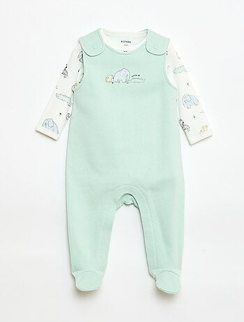 Completo body a maniche lunghe + salopette con piedini