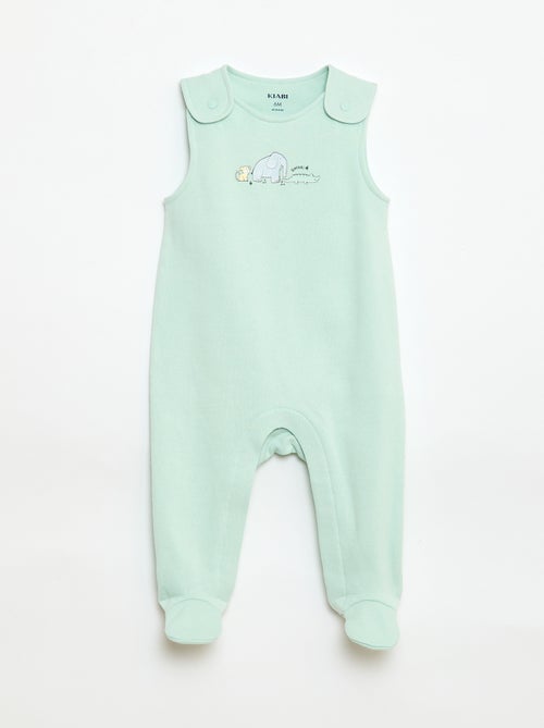 Completo body a maniche lunghe + salopette con piedini - Kiabi