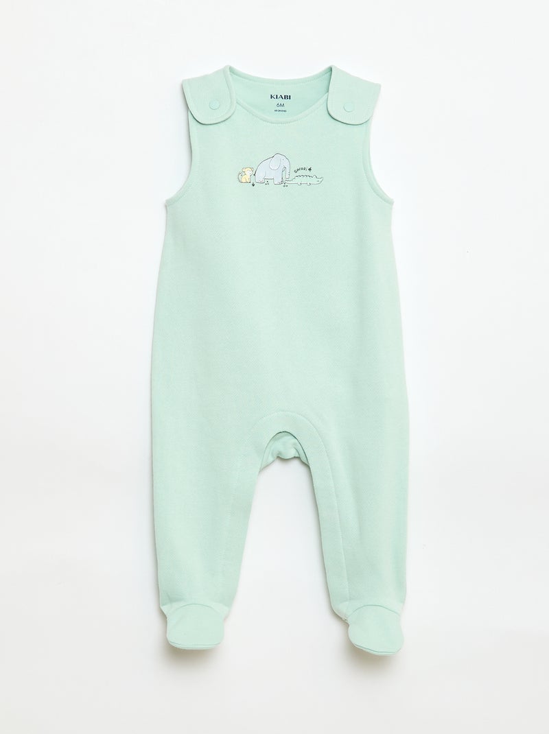 Completo body a maniche lunghe + salopette con piedini Bianco - Kiabi