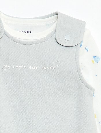 Completo body a maniche lunghe + salopette con piedini