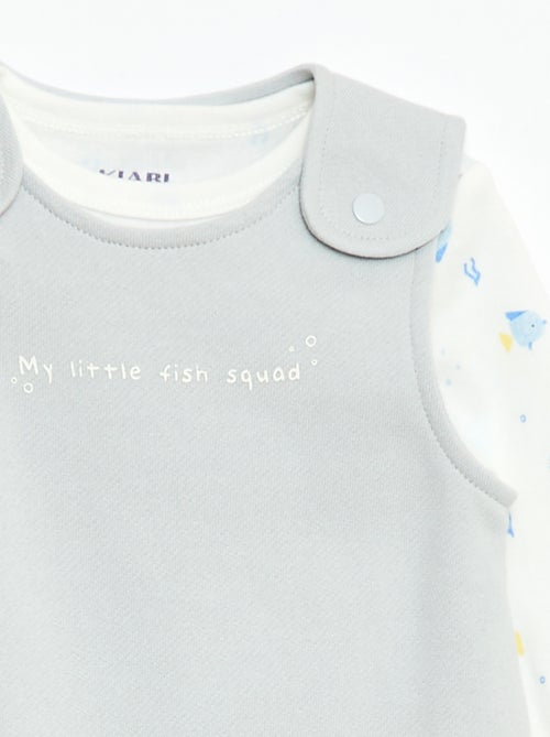 Completo body a maniche lunghe + salopette con piedini - Kiabi