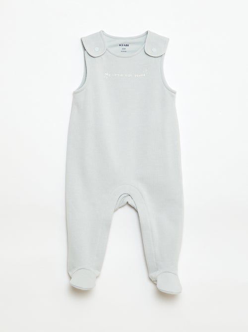Completo body a maniche lunghe + salopette con piedini - Kiabi