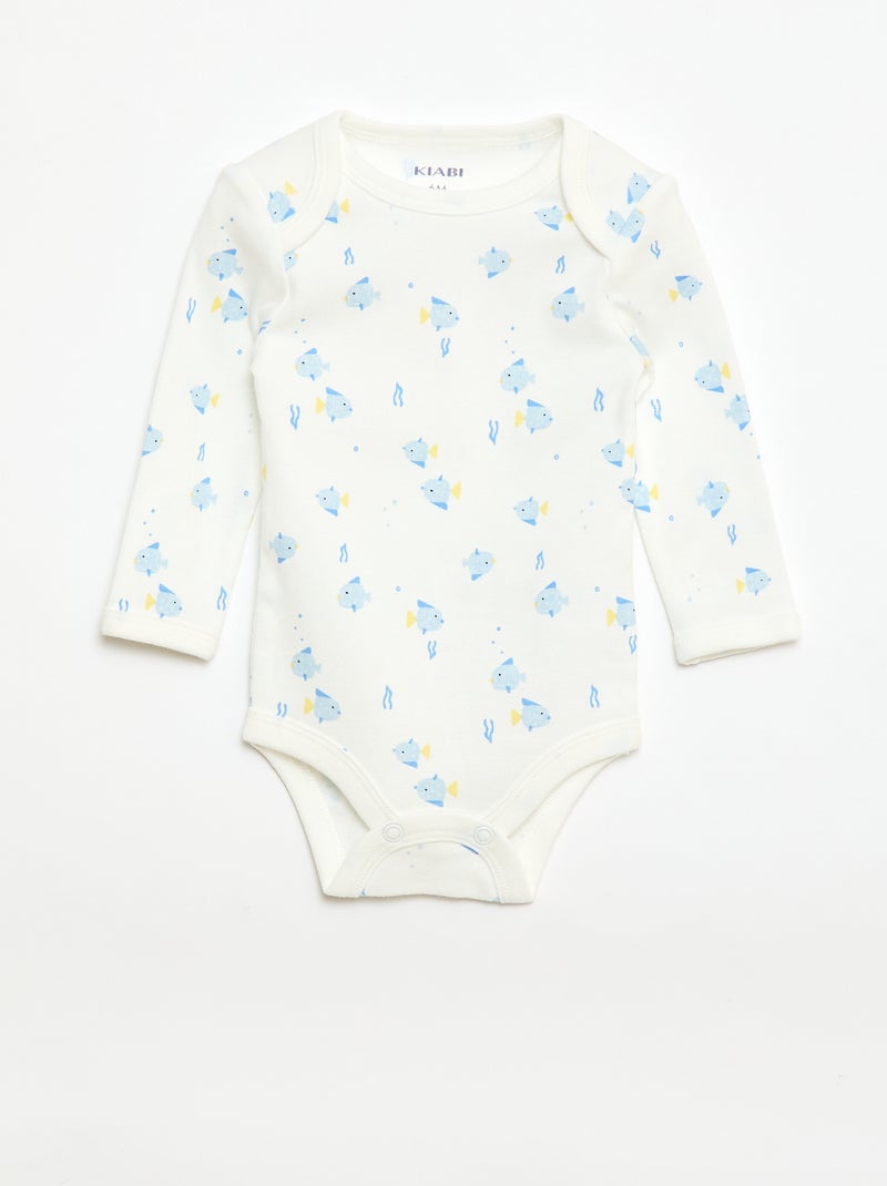 Completo body a maniche lunghe + salopette con piedini Bianco - Kiabi